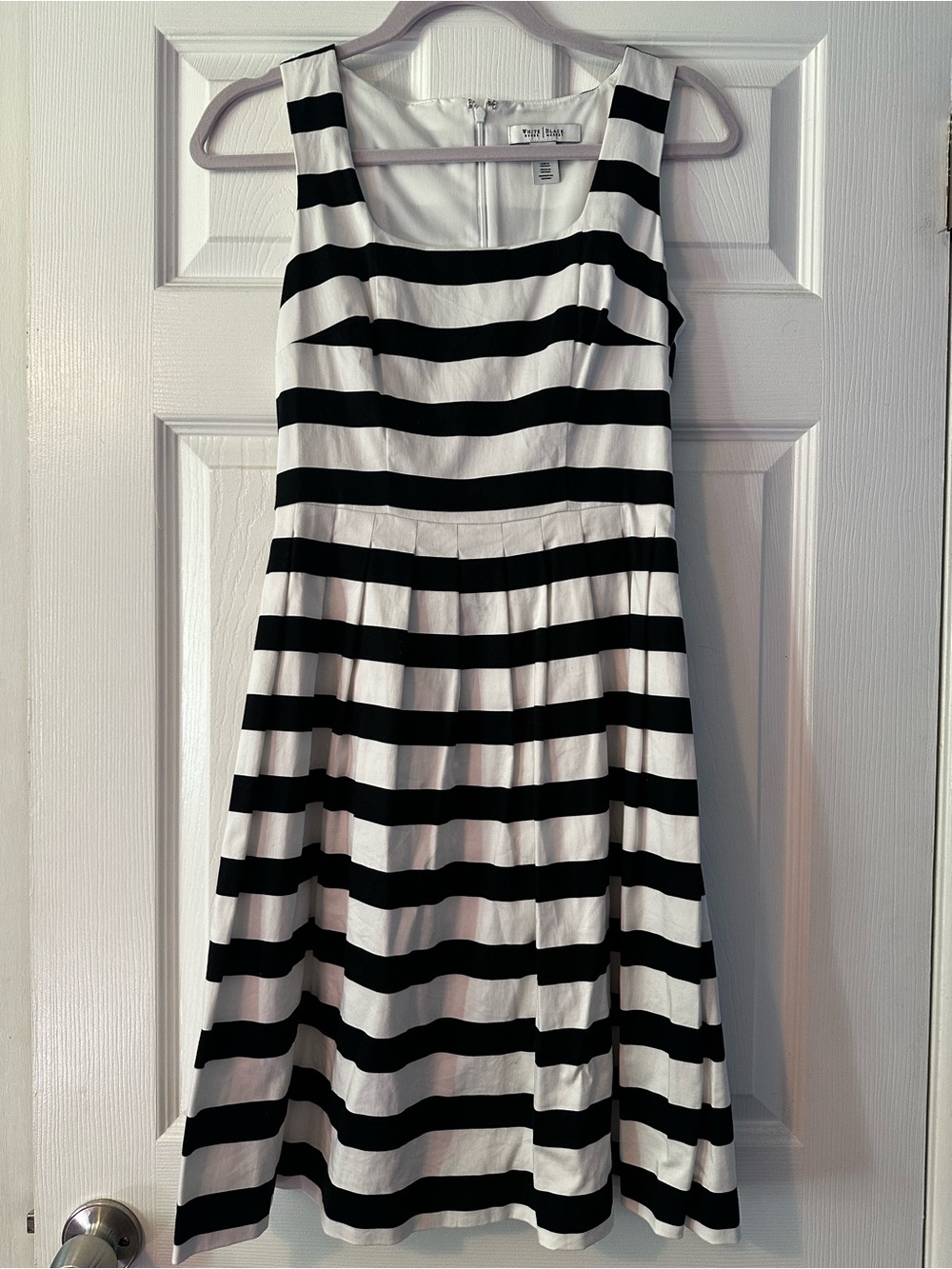 White House Black Market Black and White Striped Midi Dress